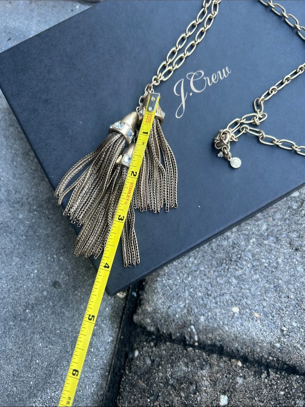 J. Crew Triple Tassel Gold Chain Necklace